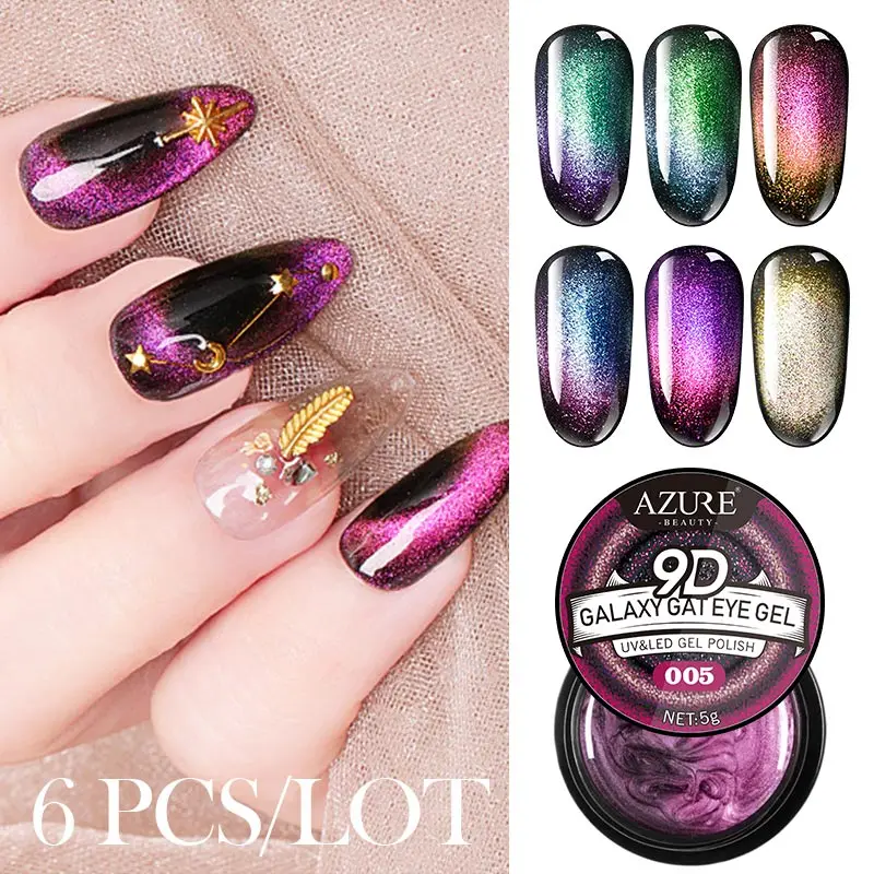 Lacheer 6 шт./лот Galaxy кошачий глаз гель лак для ногтей УФ Магнитный Гель долговечный