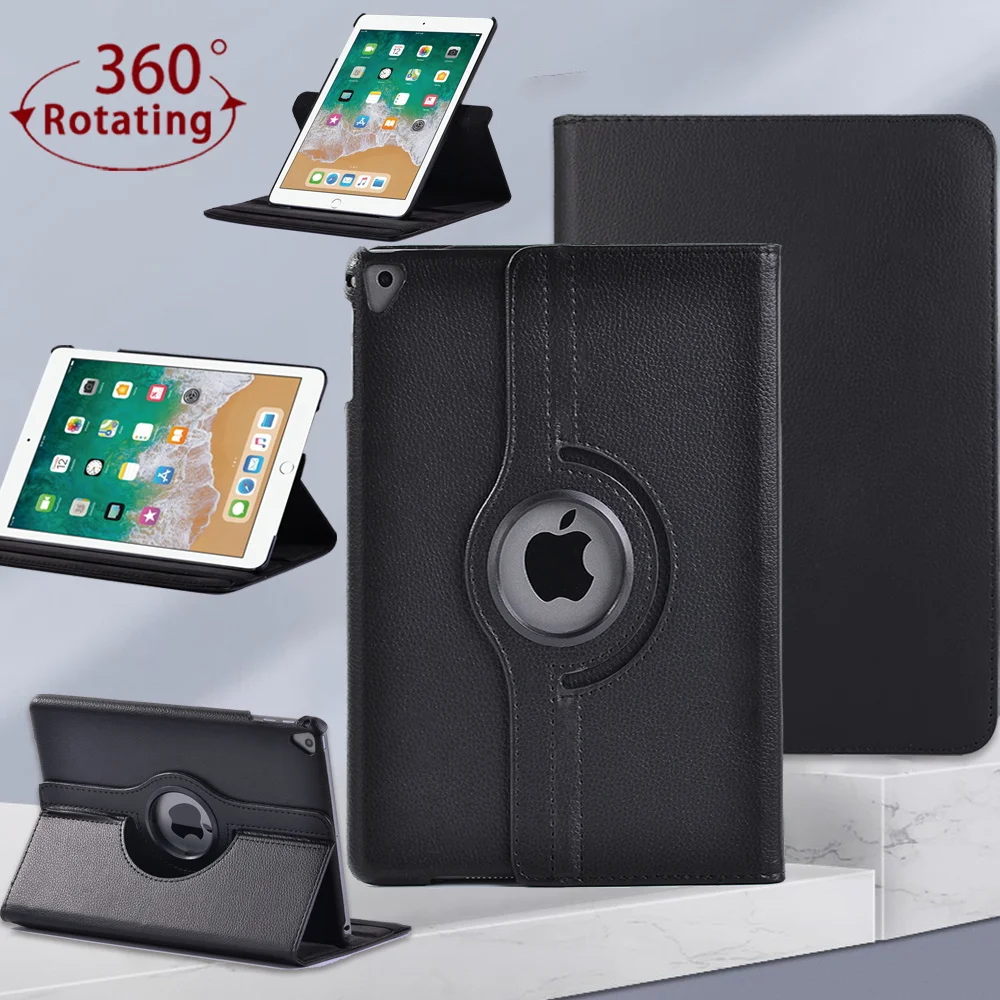 

Tablet Case for Apple Ipad 5/Ipad 6/iPad Air 1/Air 2/iPad Pro 9.7 Inch 360 Rotating Pu Leather-Automatic Wake-Up Case + Stylus