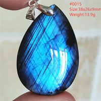 natural labradorite blue light pendant crystal women men fashion water drop beads labradorite stone necklace aaaaaa