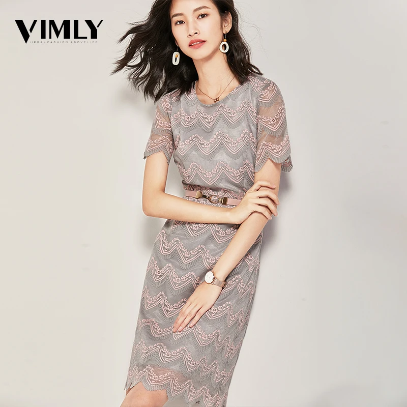 Женское кружевное платье Vimly летнее ажурное с поясом Женские платья