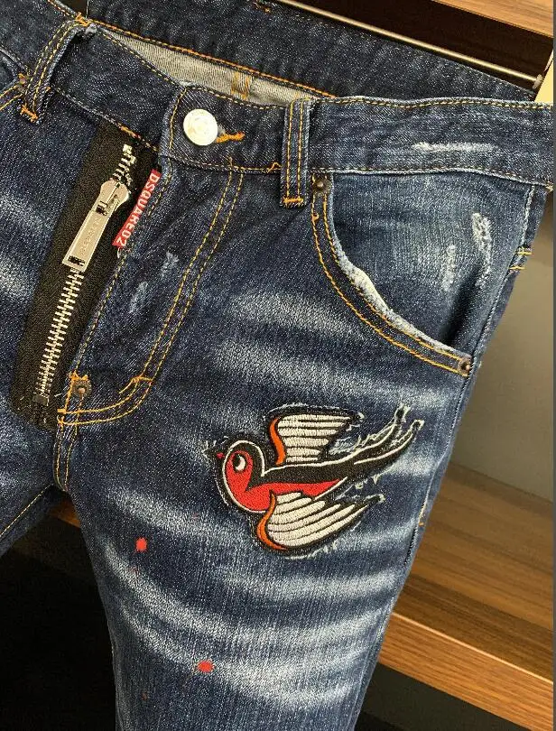 jeans Authentic Classic Dsquared2 Men Jeans Pencil Pants Party Casual Pants Streetwear 2021 Denim Male Clothing 9802