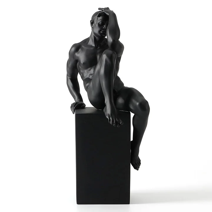 

Veronica decoration art nude man sitting with left hand touching head
