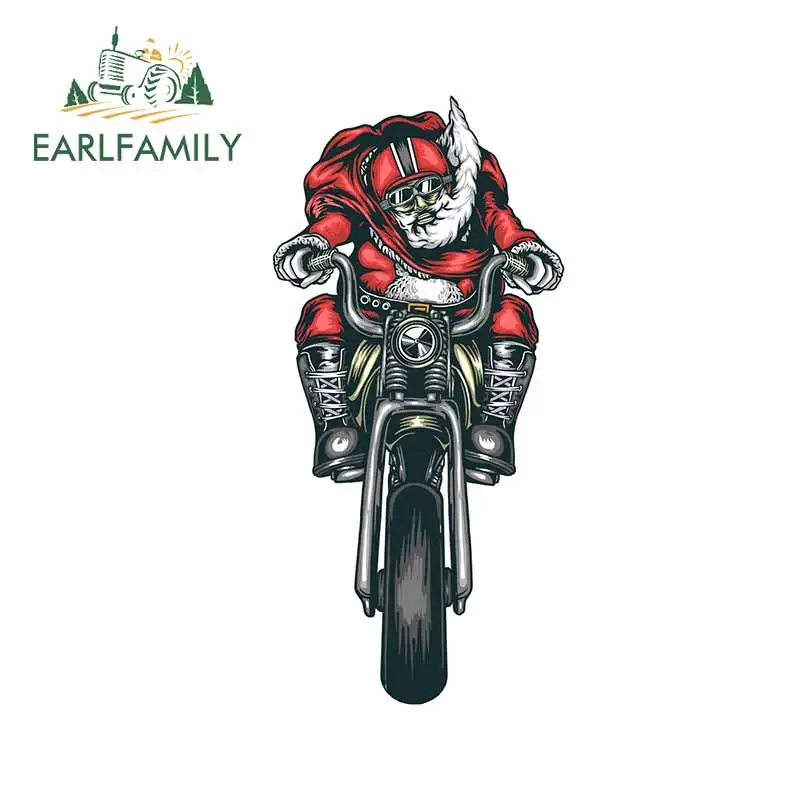 

EARLFAMILY 13 см x 6,4 см для Санта-Клауса на мотоцикле автомобильные мультипликационные наклейки Laotop индивидуальная Наклейка 3D украшение для доск...