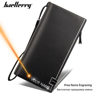 Мужской кошелек из искусственной кожи, с гравировкой имени, большой емкости, карман для телефона, держатель для карт, 2020