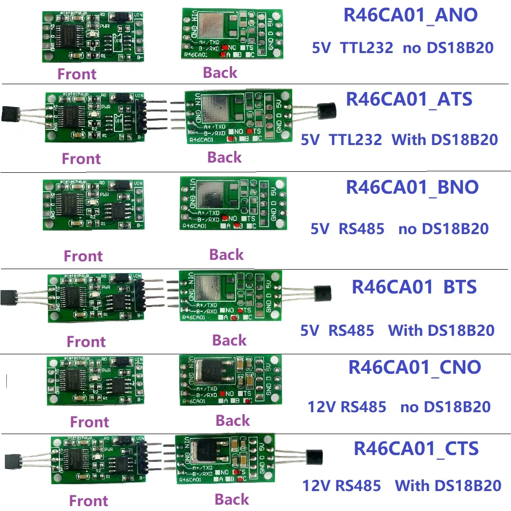 Плата датчика температуры Ttl Modbus Rtu постоянный ток 3 7-25 в Ds18b20 Rs485 Rs232 |
