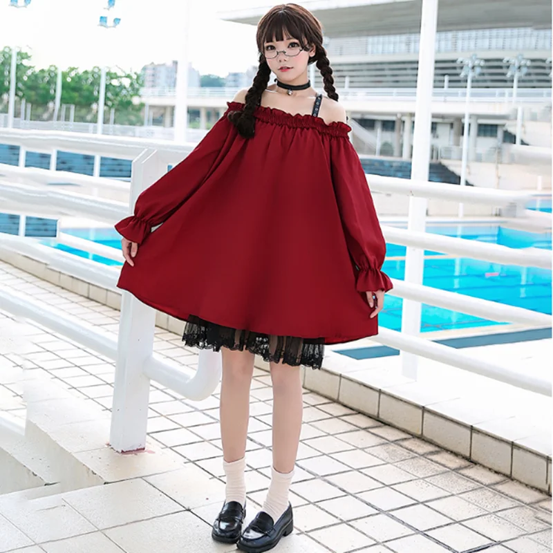 

Gothic palace sweet princess lolita red dress vintage high waist victorian dress kawaii girl gothic lolita cosplay cos loli