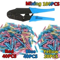 100pcs assorted crimp heat shrink butt wire connectors red blue yellow waterproof insulated automobile wire cable terminals