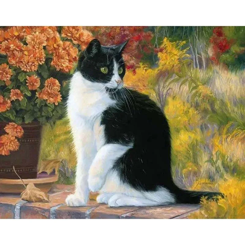 Black Cat Paint By Numbers Coloring Hand Painted Home Decor Kits Drawing Canvas DIY Oil Painting Pictures By Numbers