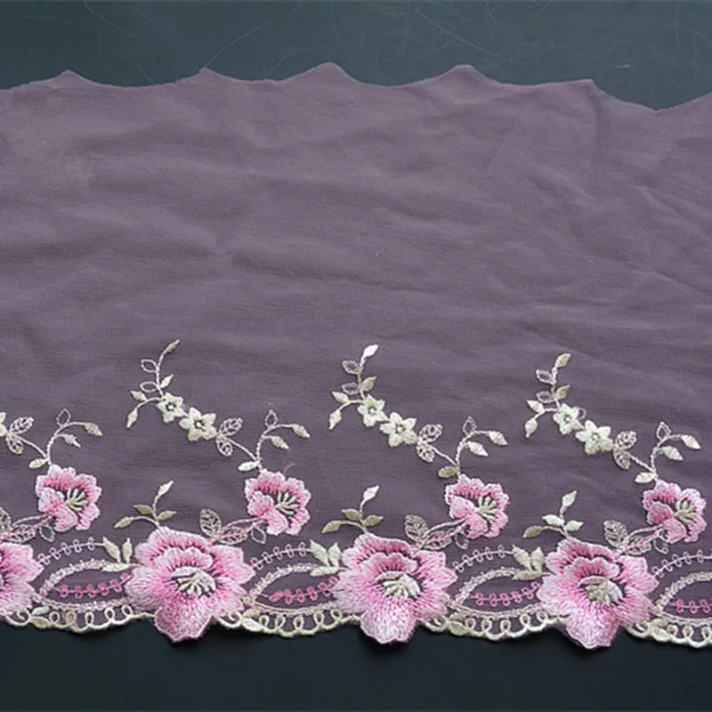 

Flowers Embroidered Tulle Lace Trim Mesh Fabric Ribbon for Dess Skirt Sewing DIY Crafts FL20