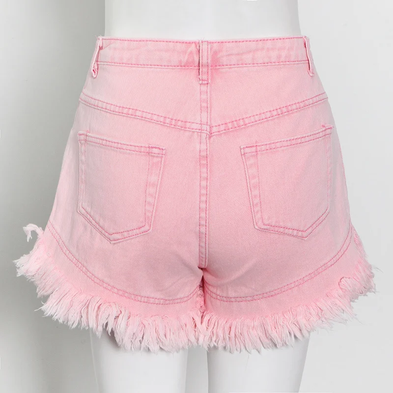 

SISPELL Patchwork Tassel Denim Shorts For Female High Waist Slimming Women's Sexy Short Fashion Streetwear Summer 2021