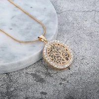 tree of life necklaces for women cz rhinestone round chokers necklace gold silver plated jewelry female gift girl 2021