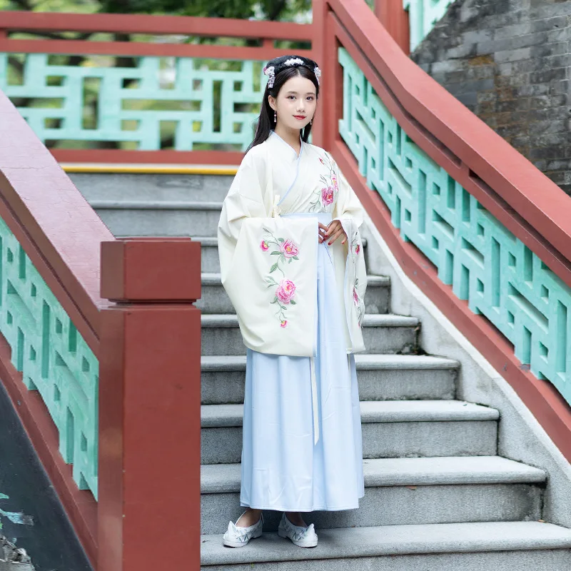 2019 традиционная китайская одежда Hanfu Женская белая хлопковая Улучшенная