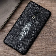 Genuine Leather Phone Case For Meizu 16th Plus 16 16X 17 Pro 7 Plus Cases Luruxy  Cowhide Pearl Fish Texture Back Cover Funda