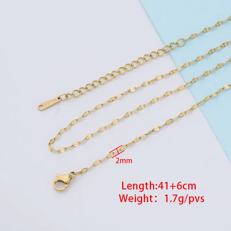10pcs 2mm thin 41+6cm stainless steel chain lip chain DIY jewelry clavicle chain with basic chain European and American Jewelry