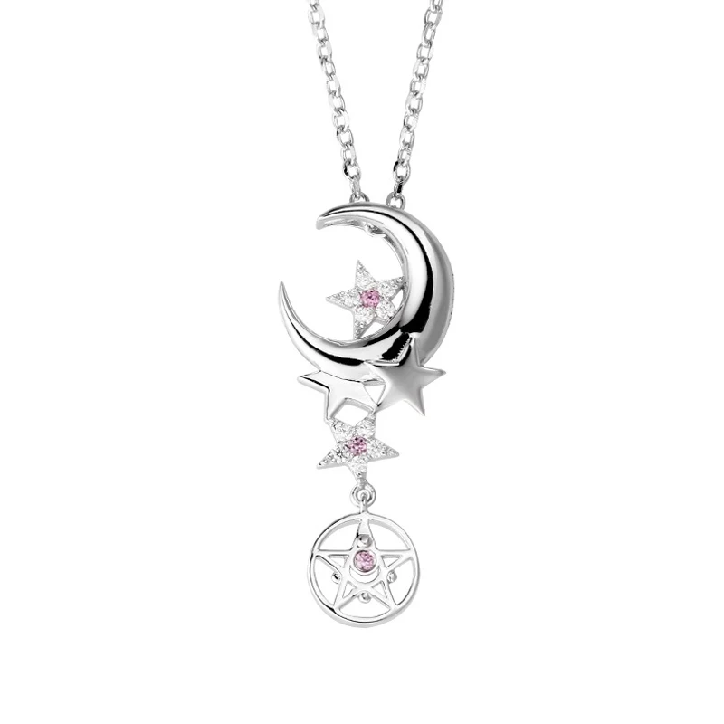 

Official Licensed Anime Silver Moon S925 Sterling Silver Necklace Pendant Women Sweater Necklace Charm Jewelry For Girls Gifts