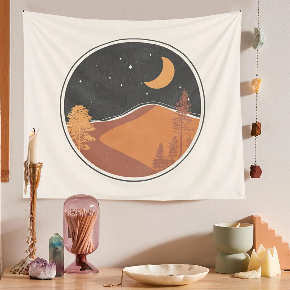 

Psychedelic Mountain Tapestry Wall Hanging Sun Moon Abstract Art Living Room Bedroom Dorm Home Decor Tablecloth Tapestries