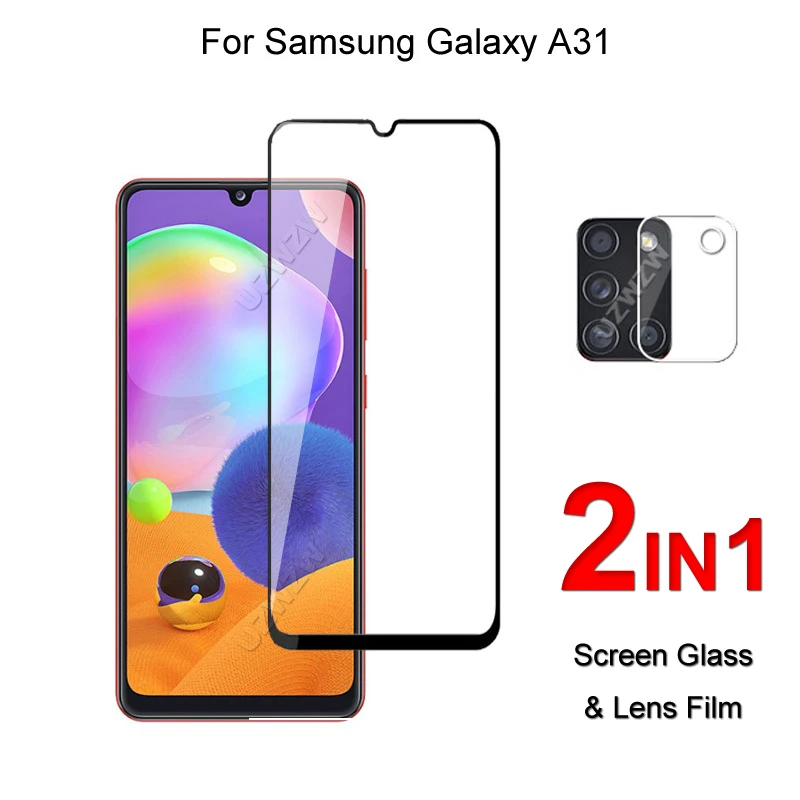

Стекло с полным покрытием для Samsung Galaxy A31, защита экрана, защитное закаленное стекло, Взрывозащищенная пленка для объектива камеры