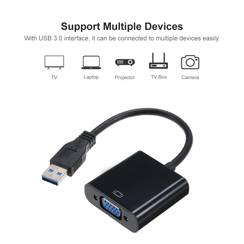 Кабель преобразователь USB3.0 в VGA мама 1080p для проектора ПК ноутбука|Компьютерные