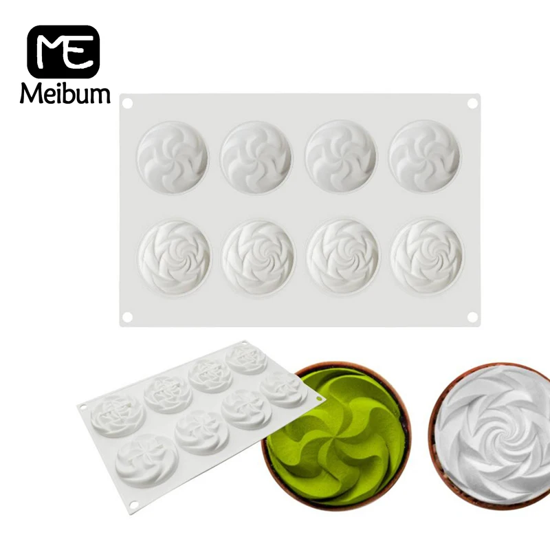 Форма для французского десерта 8 ячеек 3D спиральная силиконовая форма торта