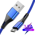 Кабель Micro USB, нейлоновый, для быстрой зарядки и передачи данных, 3 А, для планшетов Samsung, Xiaomi, LG, Android мобильный телефон