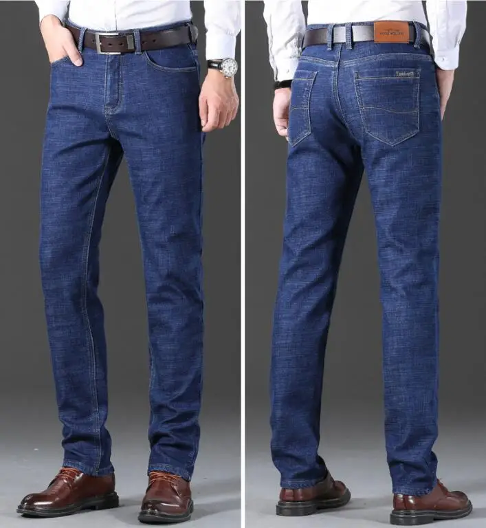 Men's Jeans Thickened  Straight-Leg Jeans Stretch Loose Trousers Men Denim Pants Size 28-40