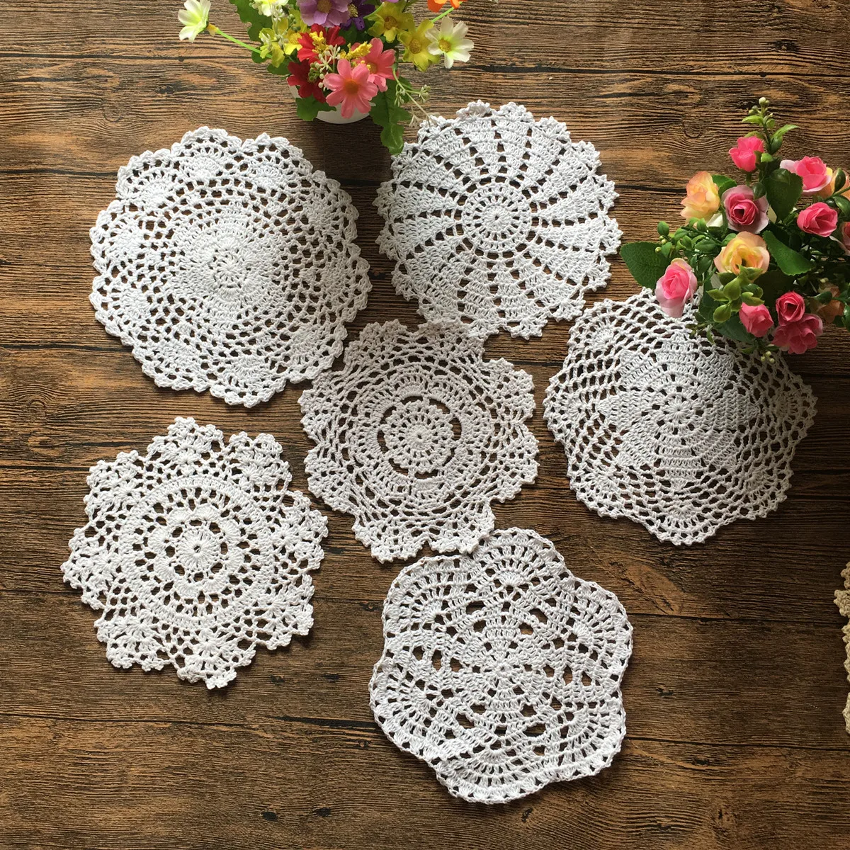12 шт. кружевные салфетки ручной работы для украшения стола 6-8 дюймов 100% винтажные