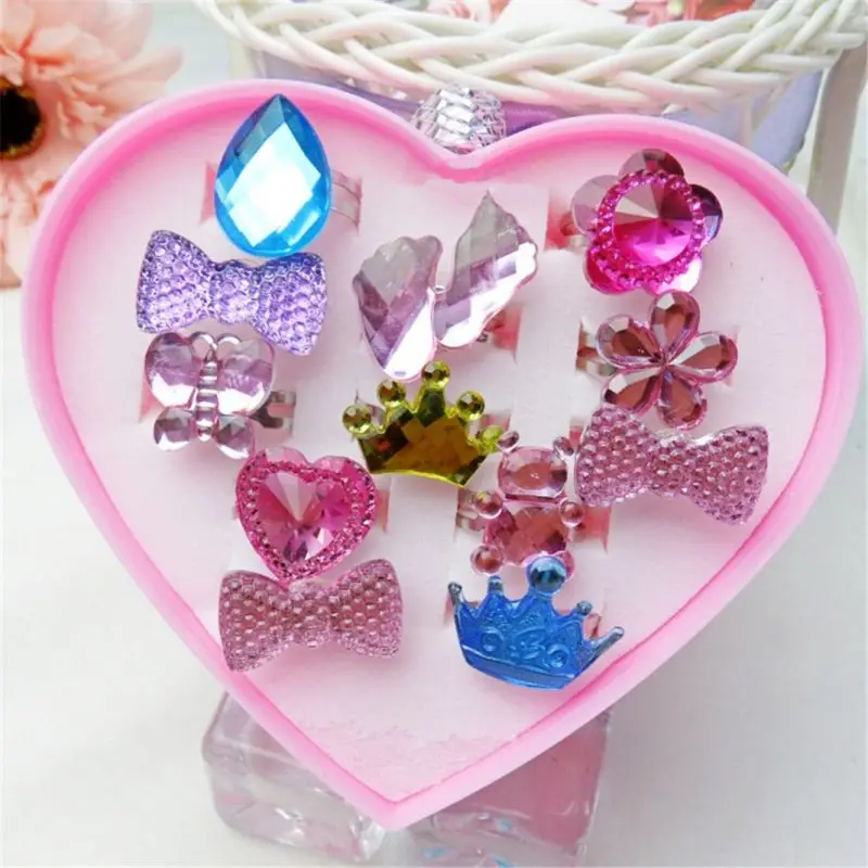 

1 BOX Fancy Adjustable Gem Rings Princess Party Favors Kids Girls Gifts Action Figure Toy