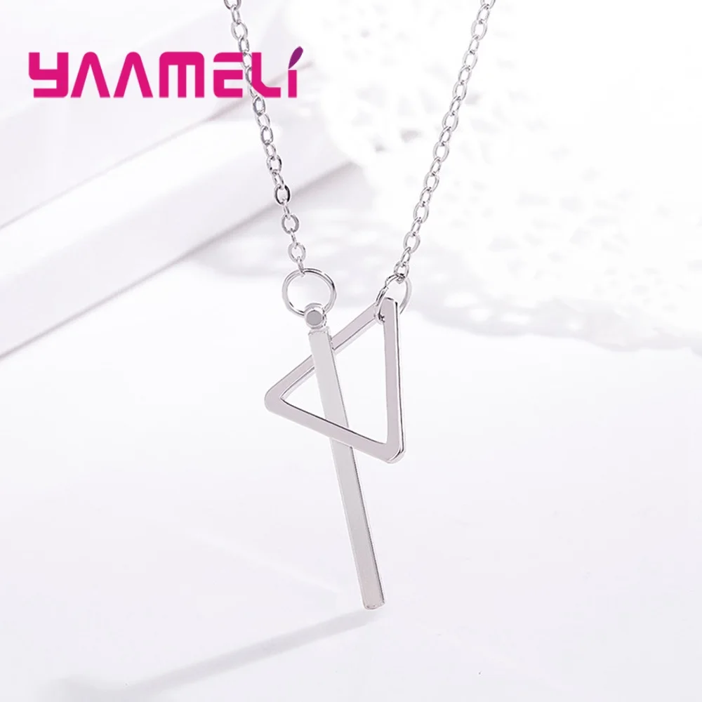 

Boho Style 925 Sterling Silver Geometry Triangle Round Necklace Charms Long Chain Sweater Jewelry for Women Birthday Gifts Bijou