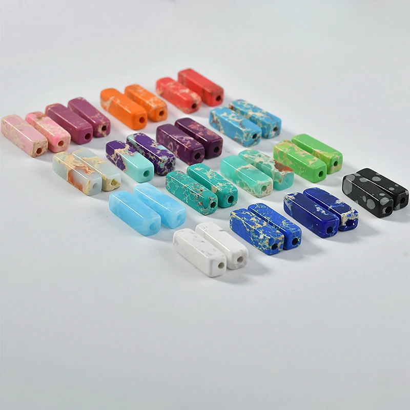 Натуральные Цветные синтетические камни квадратные трубы бусины DIY серьги