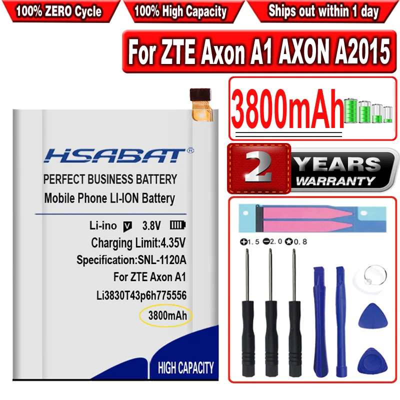 

HSABAT 3800mAh Li3830T43P6h775556 Battery for ZTE Axon A1 AXON A2015 Axon Tianji A2015 TD-LTE Double Lame V7 Max