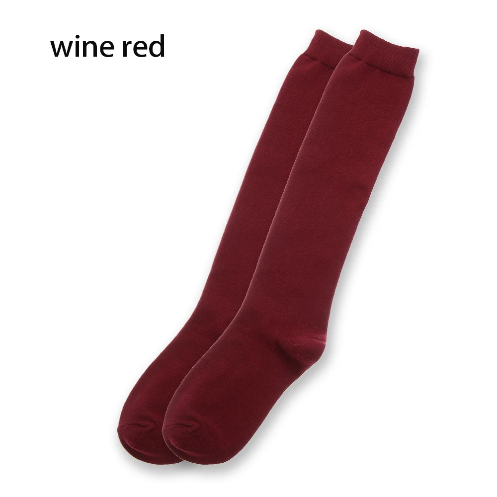 wine red 1 пара новых носков модные чулки повседневные Хлопковые гольфы выше колена акриловые высокие носки женские зимние гольфы для девочек - Цвет: wine red