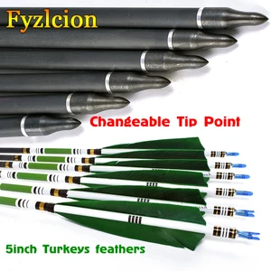Стрелы для охоты, стрельба из лука 500, Микс углеродных стрел, целевая стрелы турецкие с перьями для лука длиной 20-50 фунтов, 361224 шт.