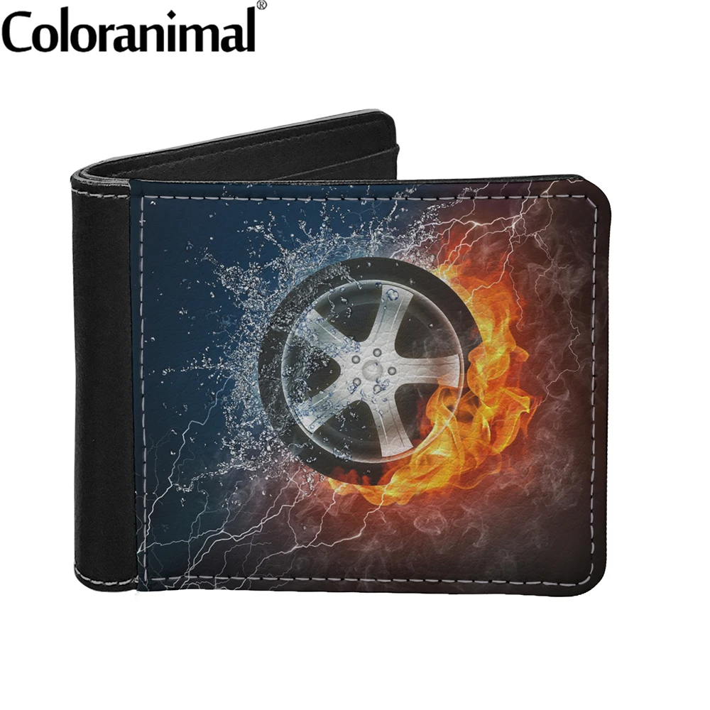 

Coloranimal Water and Fire Wheel Pattern Male Short Purse PU Leather Soft Card Cash Holder Cool Men Clutch Bag Daily 2021 Hot