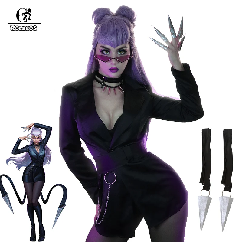 ROLECOS игры Лига Легенд кДа Evelynn Косплэй костюм круче пикантные Для женщин черный