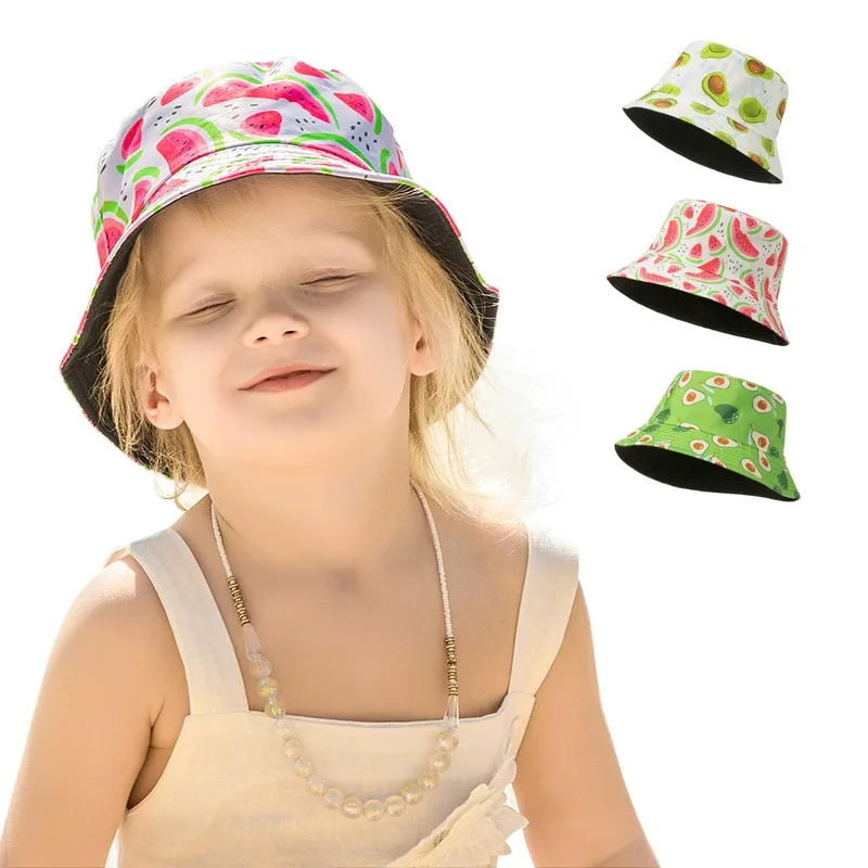 

Baby Bucket Hat Cotton Fisherman Hats Kids Summer Toddler Boys Girls Panama Sun Cap Spring Autumn Thin Fruits Children 2-5years