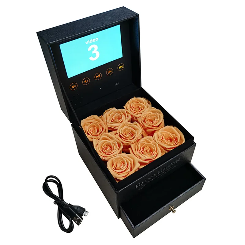Роскошная Цветочная коробка 4 3 дюймовый ЖК экран видео для романтических свадеб