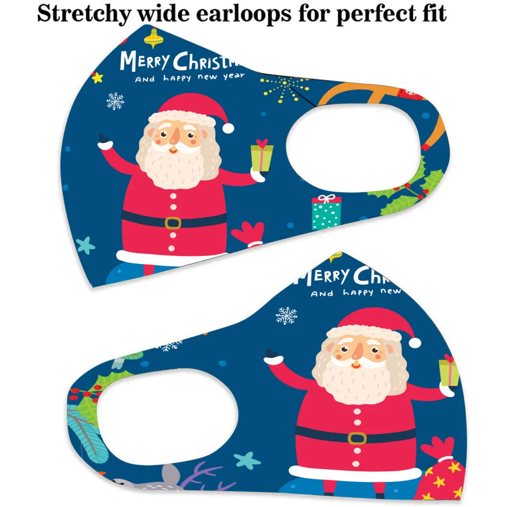 

5PC Children Masks Christmas Print Face Mask Earloop Dust Protection Mascarilla Reutilizable Unisex Cotton Fabric Mouth Masks