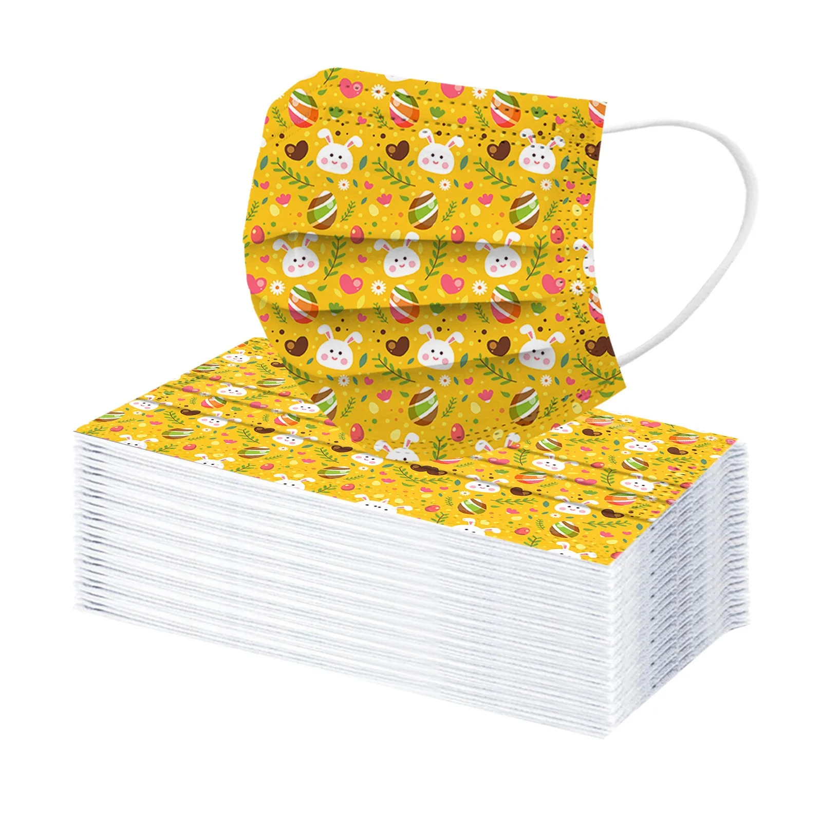 

10-50PC Fast Delivery Kids Children's Mask Disposable Easter Yellow Rabbit Face Mask 3ply Ear Loop Mask High-quality Mascarillas