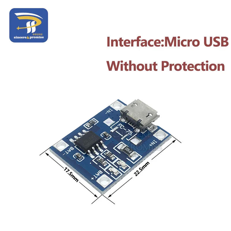 Зарядный Модуль TP4056 5 шт./лот Mini Micro USB Type c В 1A 18650 литиевая батарея зарядная плата с
