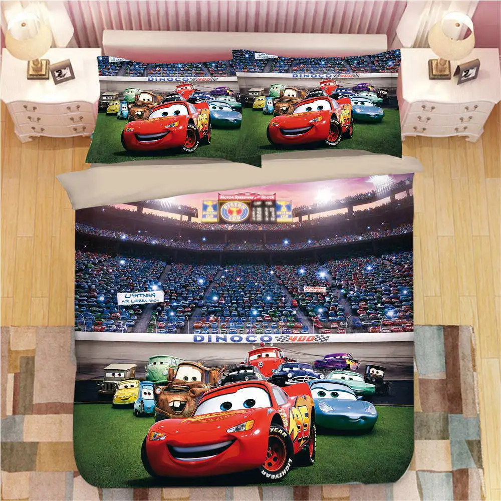 Disney Bedding 8 3D Постельные принадлежности двойной размер одеяло пододеяльники набор Дисней Mc queen принт автомобиля постельное белье королева покрывала дети детская спальня 3 шт. Лидер продаж - Цвет: Disney Bedding 8