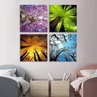 4 панели Холст стены Искусство весна лето осень зима четыре сезона пейзаж цветное дерево живопись картина принты современное искусство