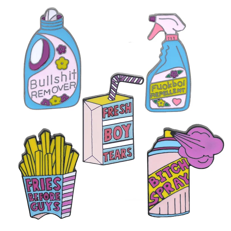 Creative hot style detergent bottle drop oil brooch French fries drink enamel children's lovely jewelry | Украшения и