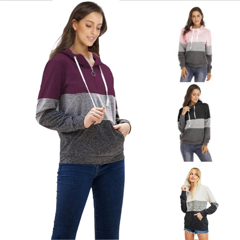 Autumn Winter Patchwork Women Sweetshirts 2021 Casual Oversized Female Hoodies Ladies Streetwear Top Hooded Clothes Aesthetic