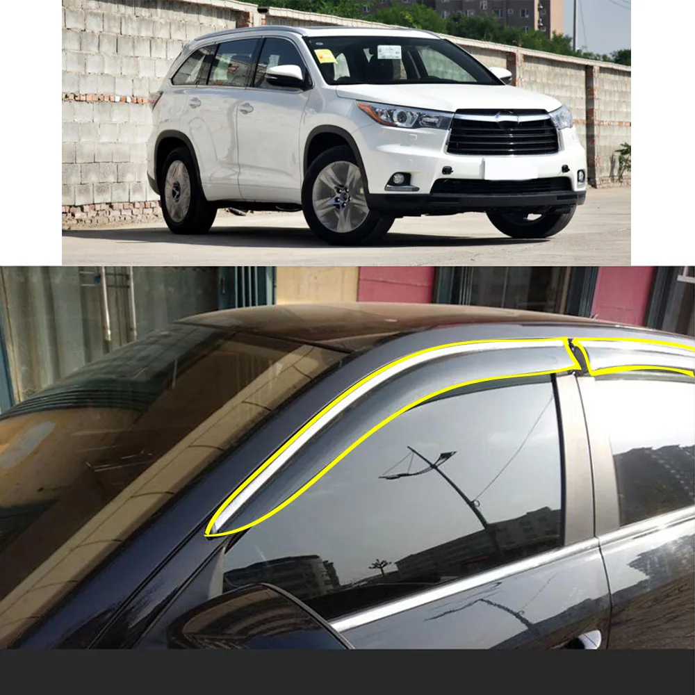 

Автомобильная наклейка, пластиковое оконное стекло, ветрозащитный козырек, защита от дождя/солнца, вентиляционное отверстие для TOYOTA Highlander ...