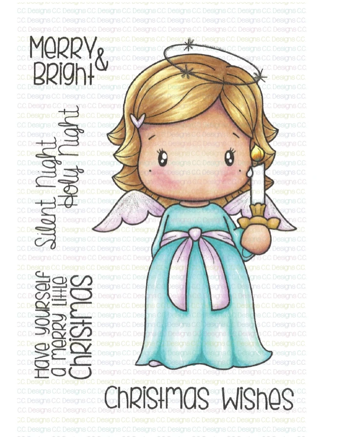 Прозрачные силиконовые штампы 10x8 с ангелом и маленькой девочкой для