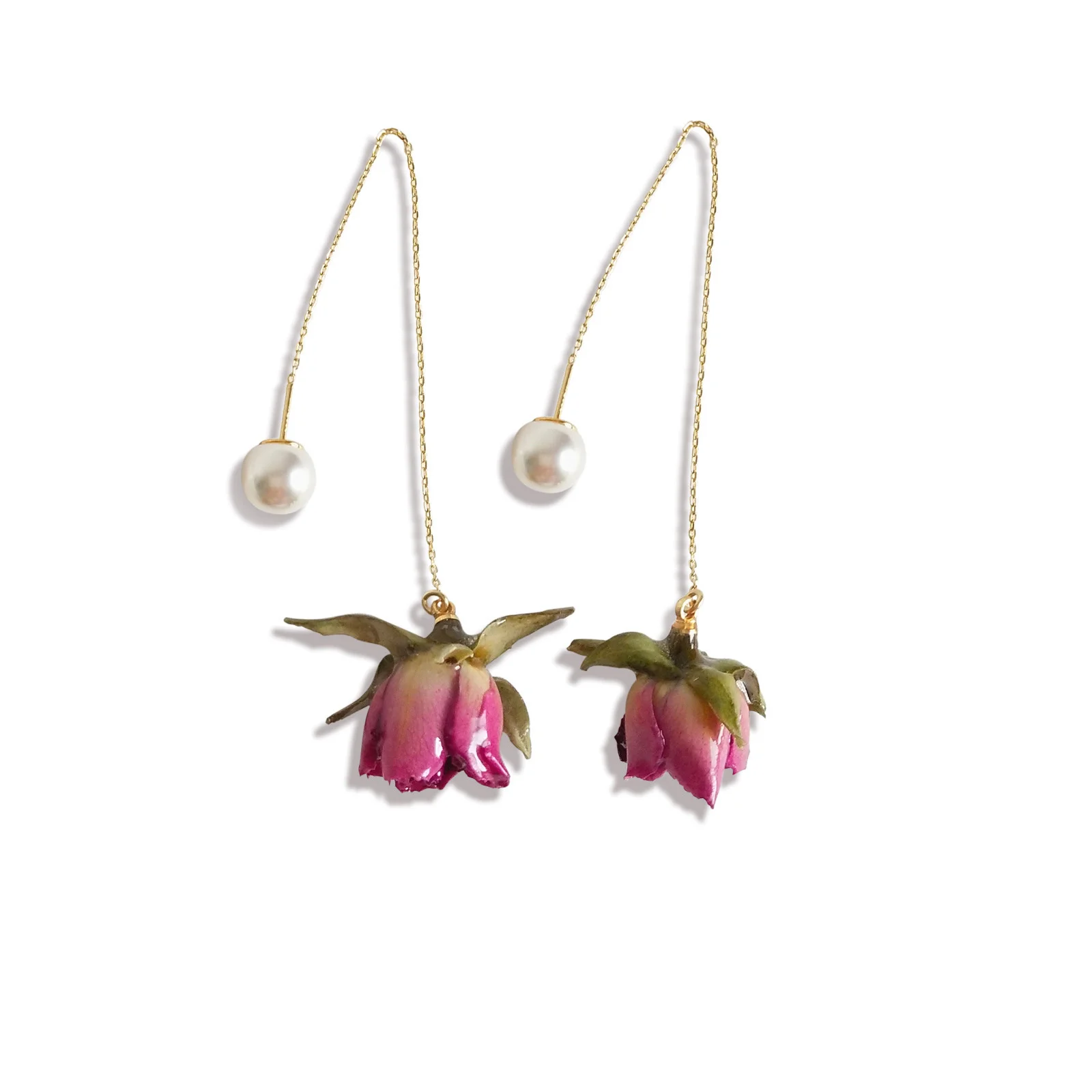 

925 silver needle immortalized flower dry flower ear line Korean fashion eardrop design sense simple long earrings for women
