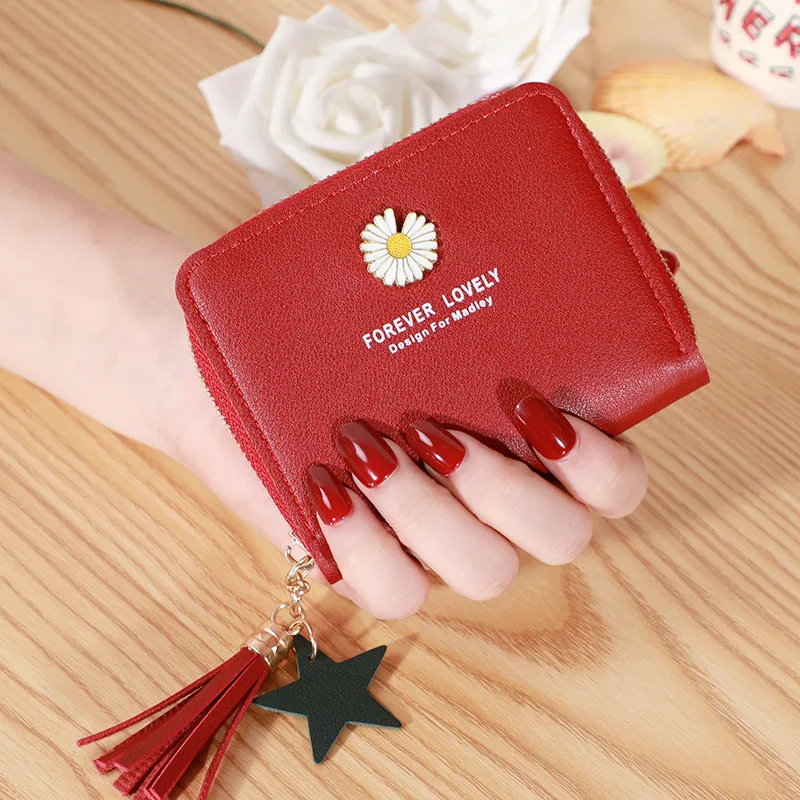 

Женский маленький кошелек для карт, кошелек, короткий кошелек, красный кошелек, кошелек для девушек, милый кошелек, мини кошелек, кошелек для...