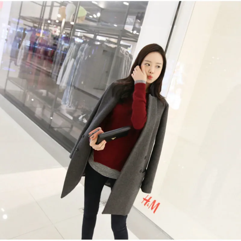 

Женское шерстяное кашемировое пальто, длинная приталенная шерстяная куртка, зимняя верхняя одежда, весна-осень 2022