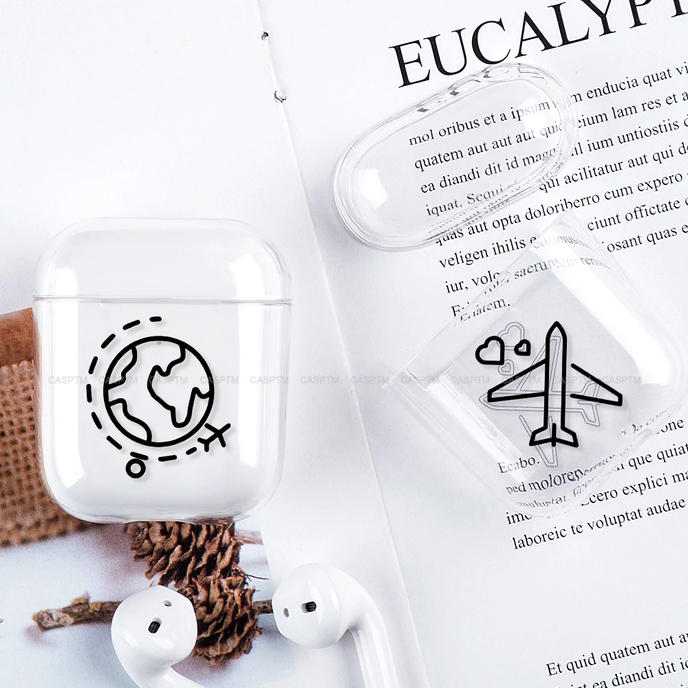 Прозрачный чехол CASPTM для наушников Apple AirPods 2 с мультяшным самолетом жесткий
