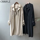 Тренч Женский Длинный свободного кроя, повседневный однобортный плащ, верхняя одежда, CRRIFLZ, весна 2020